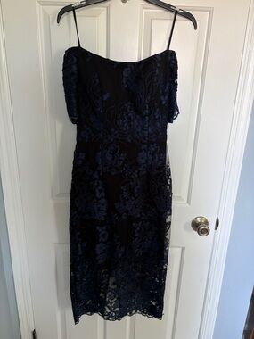 Off-Shoulder Navy Lace Midi Dress Aqua Dresses Size 2 Wedding Guest Formal